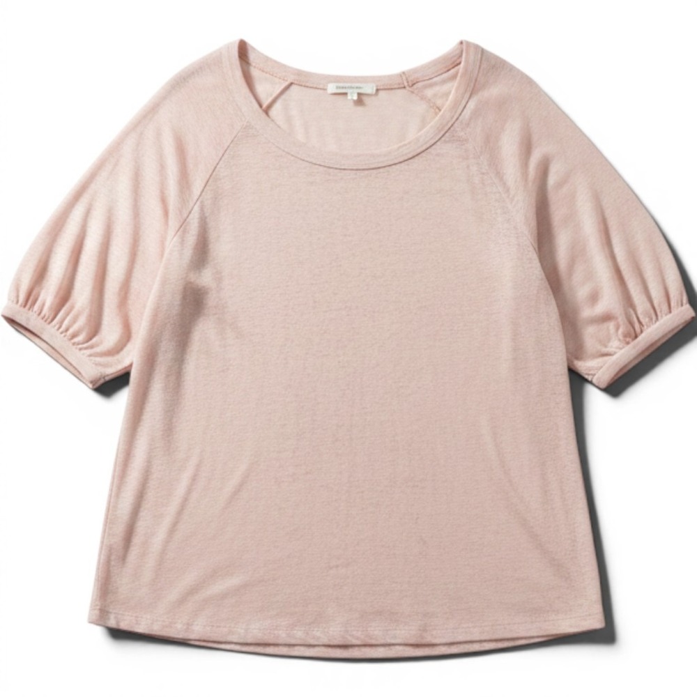 C&C California Womens 2X Pale Pink Slub Knit Burnout Sheer Scoop Neck Top